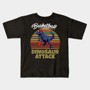 Vintage Basketball Dinosaur Kids T-Shirt